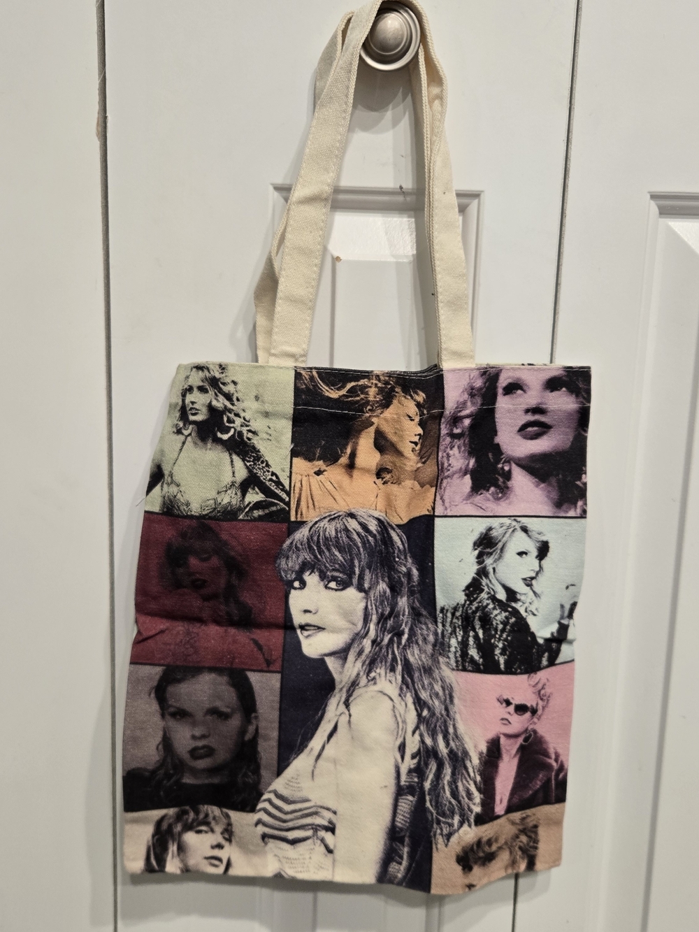 Taylor Swift Collage Canvas Tote Bag in Multicolor